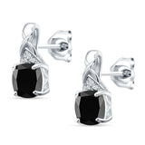 Cushion Cubic Zirconia Twisted Stud Earring 925 Sterling Silver