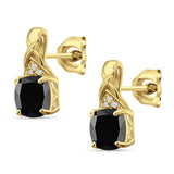 Cushion Cubic Zirconia Twisted Stud Earring 925 Sterling Silver