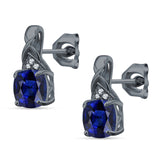 Cushion Cubic Zirconia Twisted Stud Earring 925 Sterling Silver