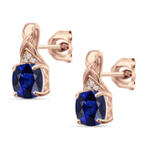 Cushion Cubic Zirconia Twisted Stud Earring 925 Sterling Silver