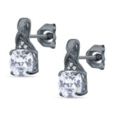 Cushion Cubic Zirconia Twisted Stud Earring 925 Sterling Silver