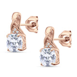 Cushion Cubic Zirconia Twisted Stud Earring 925 Sterling Silver