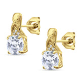 Cushion Cubic Zirconia Twisted Stud Earring 925 Sterling Silver