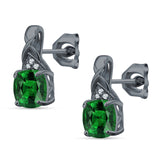 Cushion Cubic Zirconia Twisted Stud Earring 925 Sterling Silver