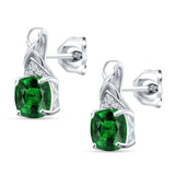 Cushion Cubic Zirconia Twisted Stud Earring 925 Sterling Silver