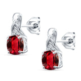 Cushion Cubic Zirconia Twisted Stud Earring 925 Sterling Silver