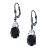 Oval Drop Dangle Triangular Cubic Zirconia Leverback Earring 925 Sterling Silver