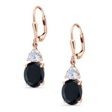 Oval Drop Dangle Triangular Cubic Zirconia Leverback Earring 925 Sterling Silver