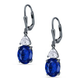 Oval Drop Dangle Triangular Cubic Zirconia Leverback Earring 925 Sterling Silver