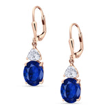 Oval Drop Dangle Triangular Cubic Zirconia Leverback Earring 925 Sterling Silver
