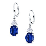 Oval Drop Dangle Triangular Cubic Zirconia Leverback Earring 925 Sterling Silver
