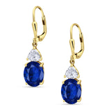 Oval Drop Dangle Triangular Cubic Zirconia Leverback Earring 925 Sterling Silver
