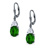 Oval Drop Dangle Triangular Cubic Zirconia Leverback Earring 925 Sterling Silver