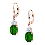 Oval Drop Dangle Triangular Cubic Zirconia Leverback Earring 925 Sterling Silver