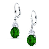 Oval Drop Dangle Triangular Cubic Zirconia Leverback Earring 925 Sterling Silver