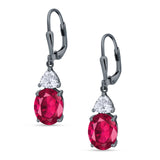 Oval Drop Dangle Triangular Cubic Zirconia Leverback Earring 925 Sterling Silver