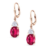 Oval Drop Dangle Triangular Cubic Zirconia Leverback Earring 925 Sterling Silver
