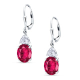 Oval Drop Dangle Triangular Cubic Zirconia Leverback Earring 925 Sterling Silver