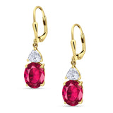Oval Drop Dangle Triangular Cubic Zirconia Leverback Earring 925 Sterling Silver