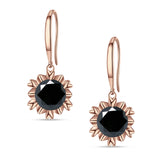 Round Cubic Zirconia Flower Heart Designer Fishhook Earring 925 Sterling Silver
