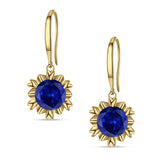 Round Cubic Zirconia Flower Heart Designer Fishhook Earring 925 Sterling Silver