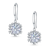 Round Cubic Zirconia Flower Heart Designer Fishhook Earring 925 Sterling Silver