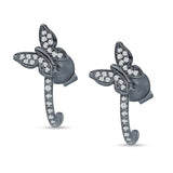 Butterfly Cluster Stud Earring Cubic Zirconia 925 Sterling Silver