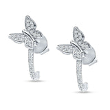 Butterfly Cluster Stud Earring Cubic Zirconia 925 Sterling Silver