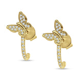 Butterfly Cluster Stud Earring Cubic Zirconia 925 Sterling Silver