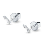 V Shaped Chevron Stud Earring Cubic Zirconia 925 Sterling silver