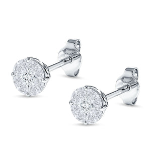 Marquise & Round Cubic Zirconia Stud Earring 925 Sterling Silver