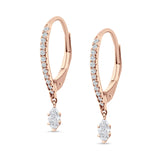 Dangle Hoop 22mm Leverback Earrings Round & Marquoise CZ 925 Sterling Silver