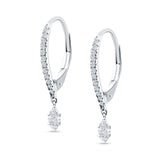 Dangle Hoop 22mm Leverback Earrings Round & Marquoise CZ 925 Sterling Silver