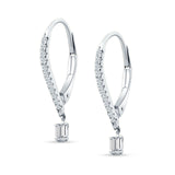 Dangle Hoop 22mm Leverback Earrings Round & Baguette CZ 925 Sterling Silver