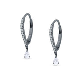 Round & Pear Teardrop CZ Dangle Hoop Leverback Earrings 925 Sterling Silver