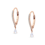 Round & Pear Teardrop CZ Dangle Hoop Leverback Earrings 925 Sterling Silver
