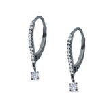 Eternity Round CZ Dangle Hoop Leverback Earrings 925 Sterling Silver