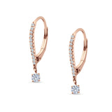 Eternity Round CZ Dangle Hoop Leverback Earrings 925 Sterling Silver