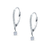 Eternity Round CZ Dangle Hoop Leverback Earrings 925 Sterling Silver