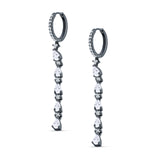 Drop Dangle Oblong Hoop Earring Pear Cubic Zirconia 925 Sterling Silver