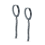 Round 39mm Drop Dangle Hoop Earring Cubic Zirconia 925 Sterling Silver
