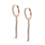 Round 39mm Drop Dangle Hoop Earring Cubic Zirconia 925 Sterling Silver