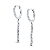 Round 39mm Drop Dangle Hoop Earring Cubic Zirconia 925 Sterling Silver