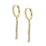 Round 39mm Drop Dangle Hoop Earring Cubic Zirconia 925 Sterling Silver
