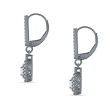 Emerald Cut CLuster Cubic Zirconia Drop Dangle Leverback Earrings 925 Sterling Silver