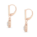 Emerald Cut CLuster Cubic Zirconia Drop Dangle Leverback Earrings 925 Sterling Silver