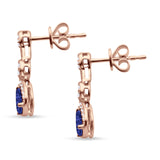 Drop Dangle 19mm Pear Stud Earrings Blue Sapphire CZ 925 Sterling Silver