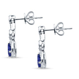 Drop Dangle 19mm Pear Stud Earrings Blue Sapphire CZ 925 Sterling Silver