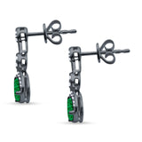 Drop Dangle 19mm Pear Stud Earrings Green Emerald CZ 925 Sterling Silver