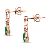 Drop Dangle 19mm Pear Stud Earrings Green Emerald CZ 925 Sterling Silver